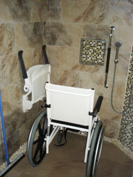 Accessible roll in shower & commoda chair